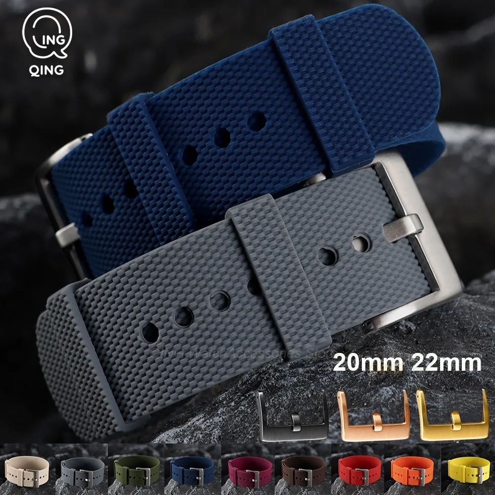 20/22mm for Tudor One Piece Textured Silicone Watch Strap for Seiko for Omega Universal Men Women Watchbands Soft Sport Bracelet