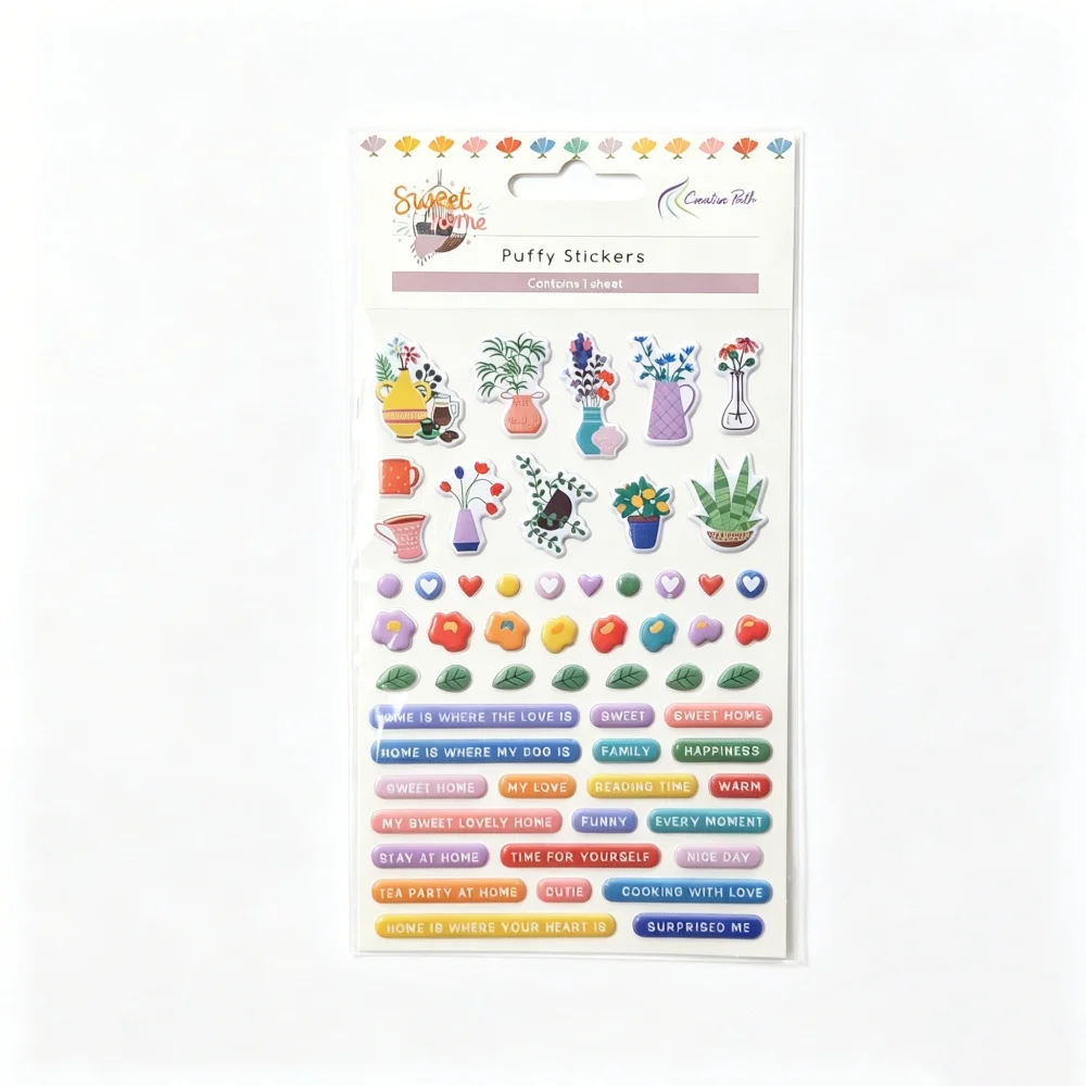 Creative Path Sweet Home Vaas Bloem Mini Deco Stickers Kleine Mini Puffy Stickers voor Journaling Planner Scrapbooking Knutselen
