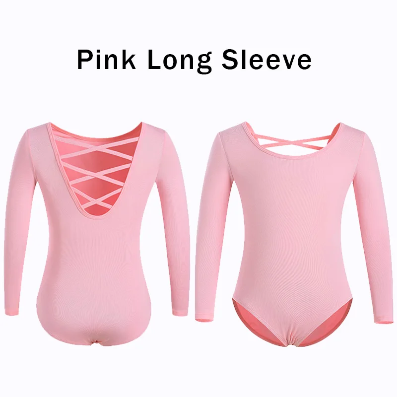 Girls Classic Basic Long Sleeve Ballet Dance Leotard for girl Gymnastics Dance with Crisscross Back and Comfortable Crotch Top