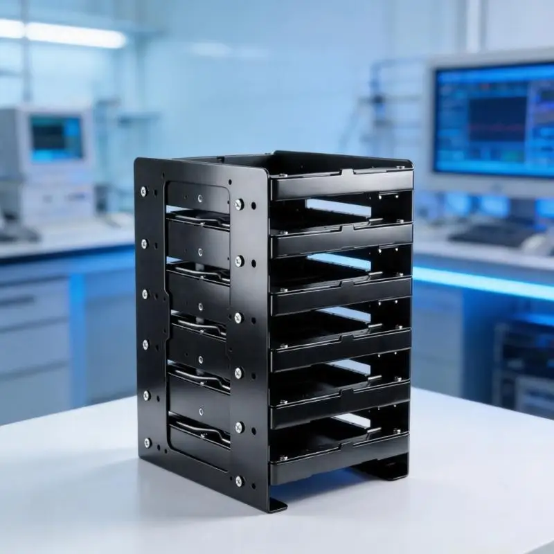 Metal HDD Holder 6 Bay Bracket for 3.5 in Disks, Screw Fixed Open Frame Cage for Archive Builds, Media Storage Cases, and Data