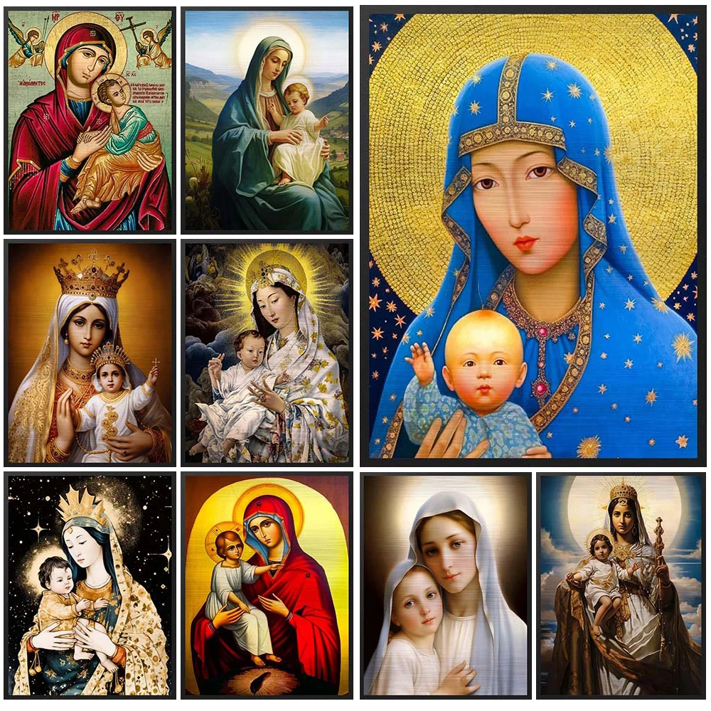 Christianity The Virgin Mary Madonna and Child Prints Wall Pictures For Living Room Poster Wall Art Canvas Painting Unframed