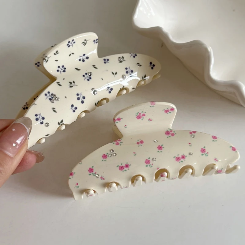 جديد الحلو حجر الراين الكرز روز مشبك شعر سلسلة الفاكهة خلات مخلب كليب مقاطع شعر السلطعون للنساء الفتيات إكسسوارات الشعر #3