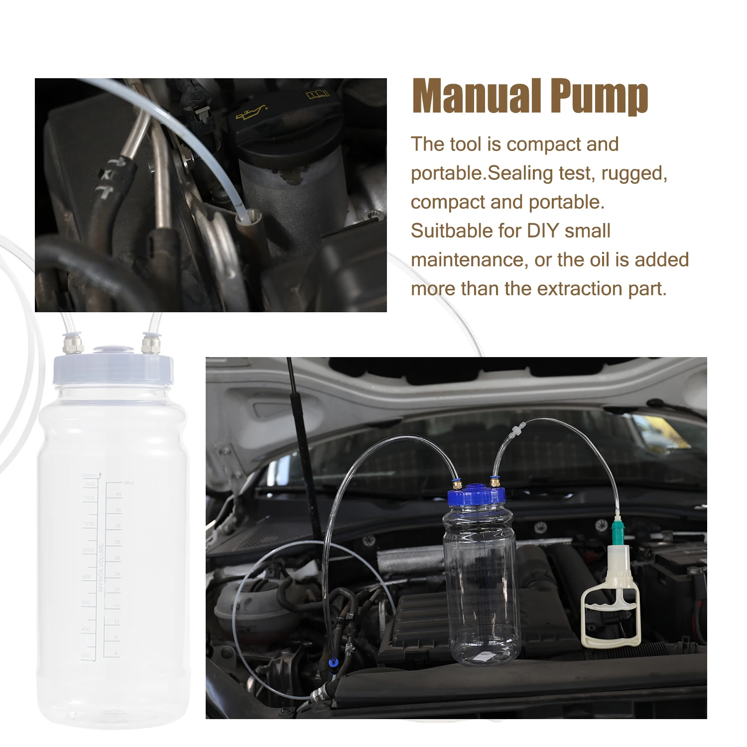 Pompe d'extraction d'huile manuelle haute capacité 2L – Pompe à vide pour des changements d'huile automobiles pratiques