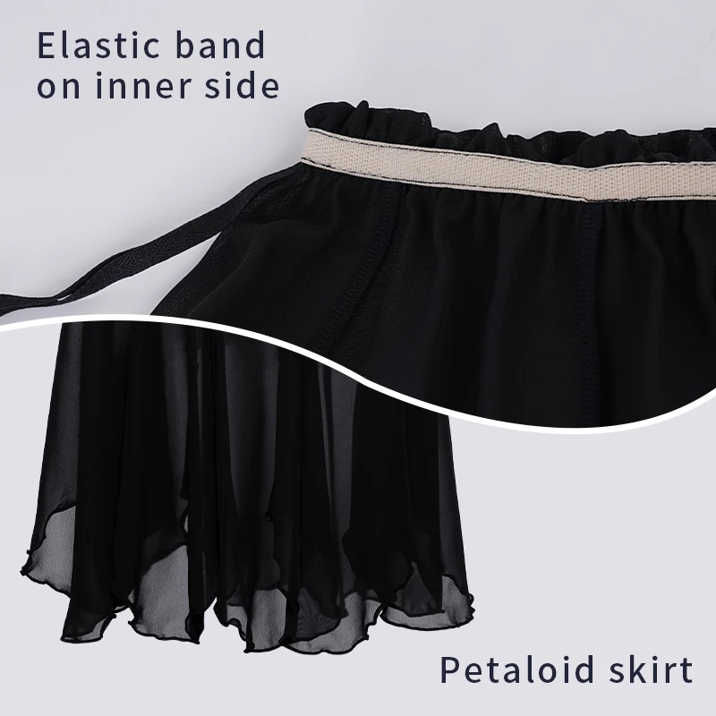 Ballet Dance Skirt for Women Adults Teen Lyrical White Black Petal-shaped Chiffon Skirt Ballerina Dance Practice Skirts