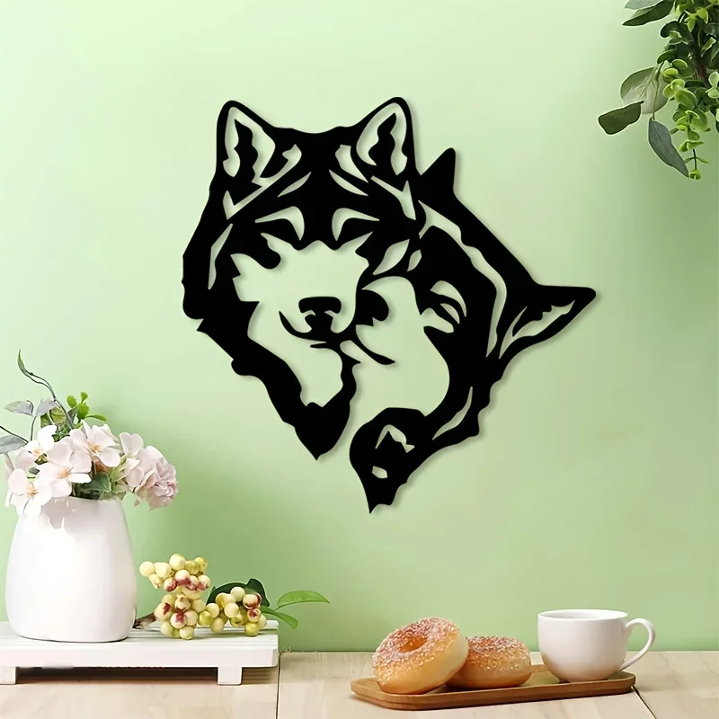 Brand 2D Flat Wolf Pack Metal Wall Art,Laser‑Cut Wildlife Animal Silhouette Mural for Living Room