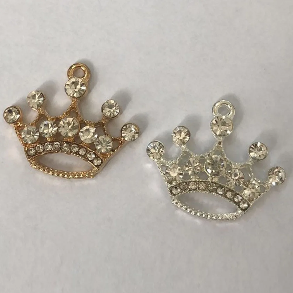

10pcs Crown Pendant Alloy Jewelry Making DIY Accessories Phone Case Charm Craft Golden Diamond Mobile Ornament