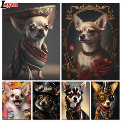 Chihuahua Sombrero Diy diamentowy obraz Steampunk kwiat Chihuahua pełny mozaika z haftu diamentowego ścieg krzyżykowy do wystroju domu