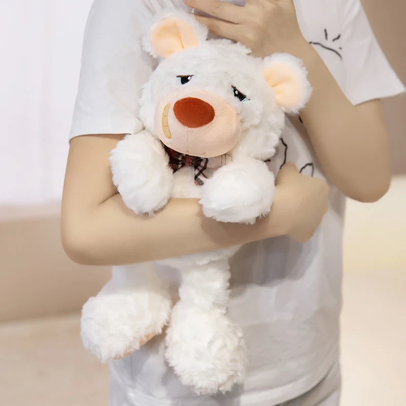 

35cm Sad Patch Bear Plush Toys Handmade Fluffy Cartoon Wandering Little Bear Doll Lovely Kids Appease Doll Pretty Birthday Gift