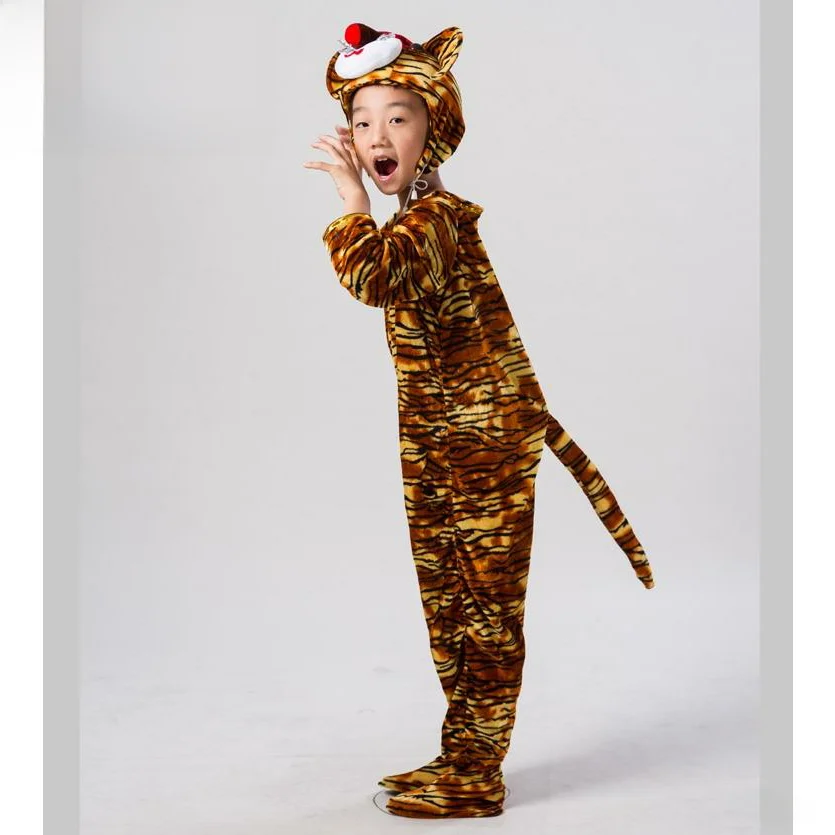 زي تنكري للهالوين للكبار والأطفال، زي حيوانات النمر والأسد والفيل، ملابس أداء مسرحي من ألياف الترياسيتات