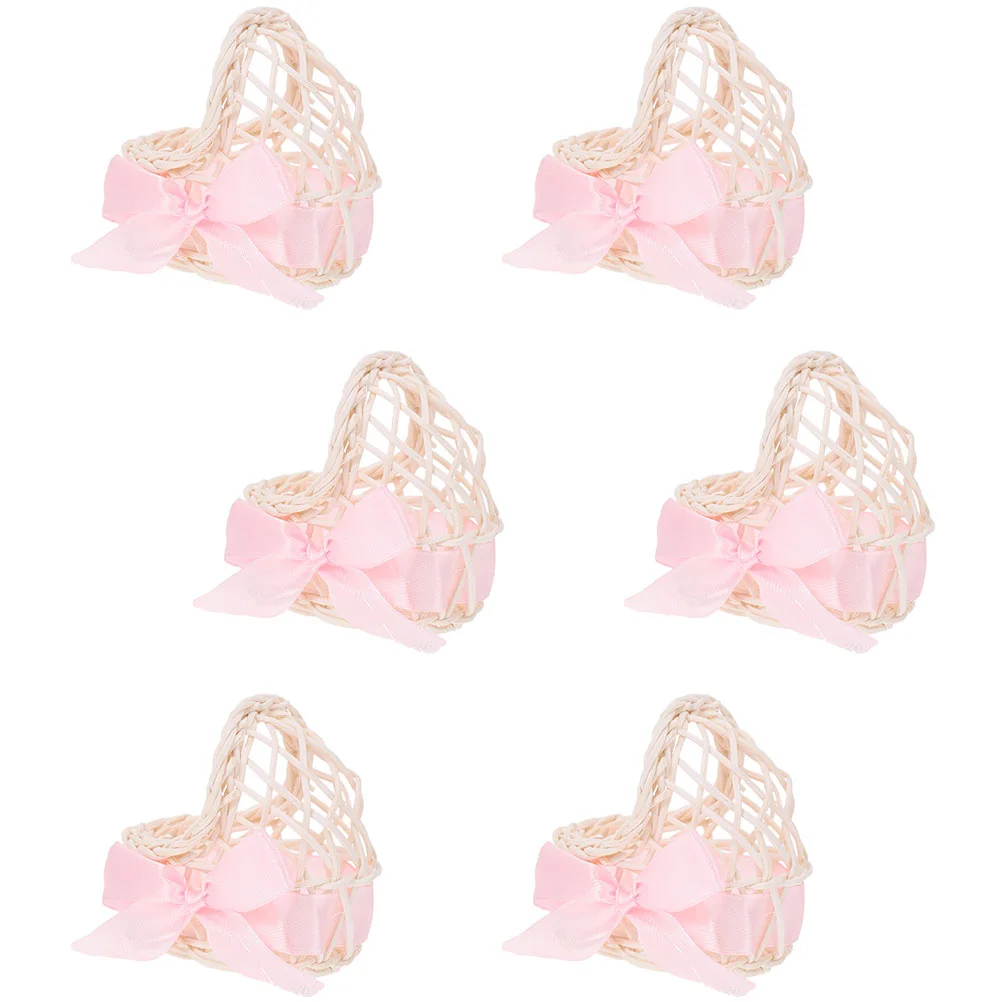 

Portable Decorative Flower Basket Boys Toys Mini House Ornament Hammock Cradle Pink Rattan Baby