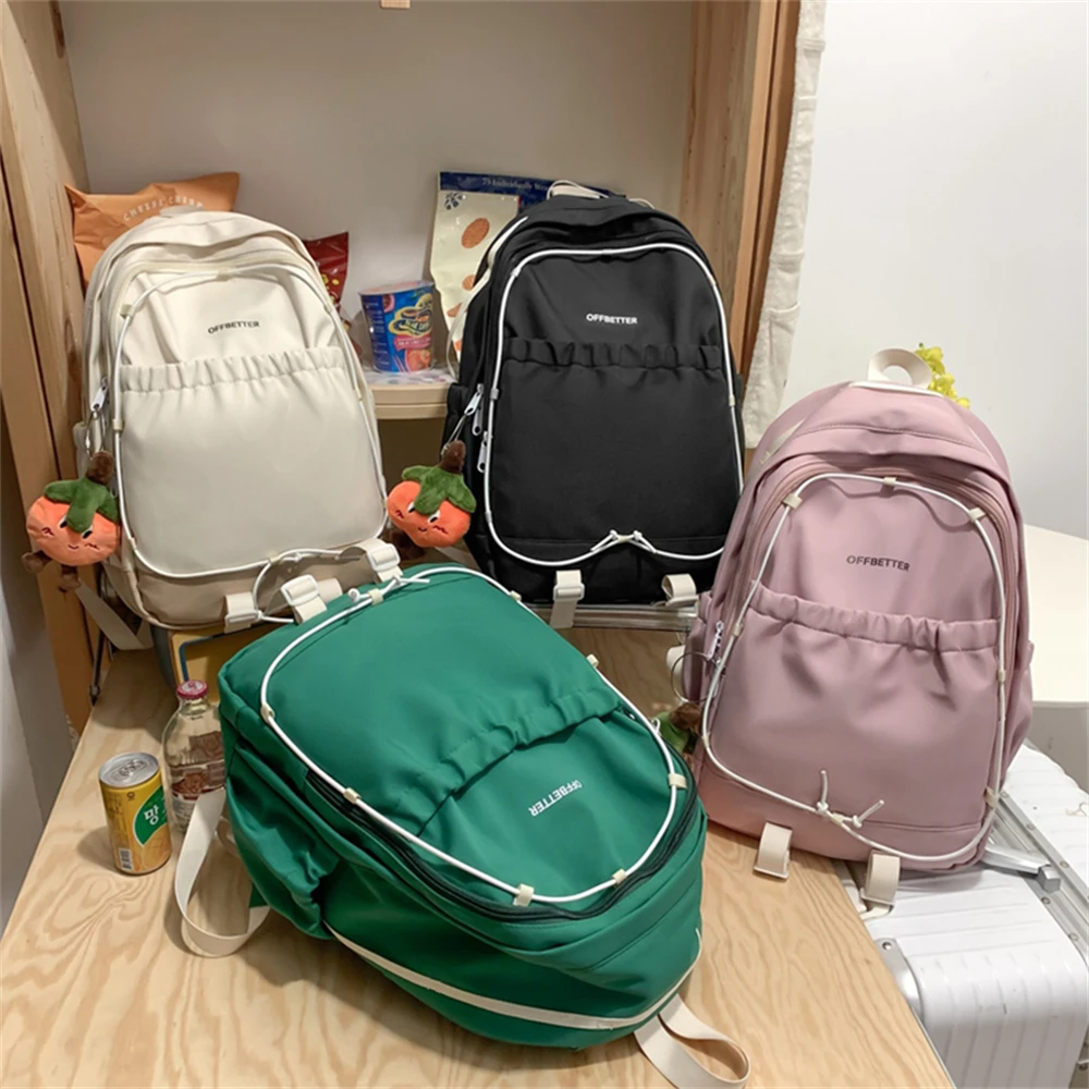 Fashion High Quality Nylon Women's Backpack Large Capacity Solid Color New Ladies Shoulder Bag Student Travel Bags Bolso Mujer