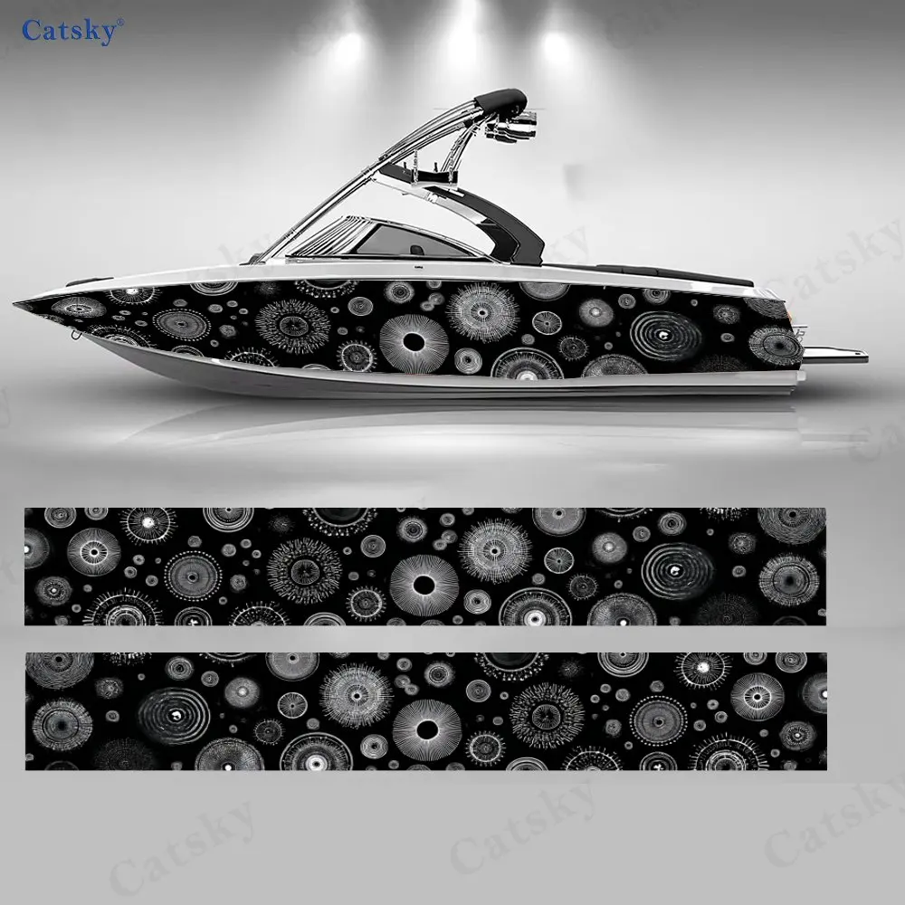 Industrial Gear Star Wheel Boat Stickers, PVC Waterproof Durable Vinyl Wrap Decals for Fishing Boats, Durable and Stylish Design