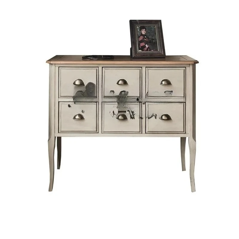 

American solid wood, retro carved porch, decorative cabinet French simple living room, foyer cabinet, locker