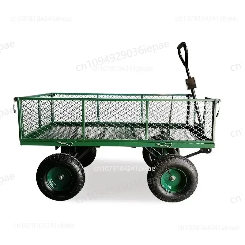 Cargo trolley with waterproof cloth pocket, hand cart for towing flat plates, household garden cart for transportation