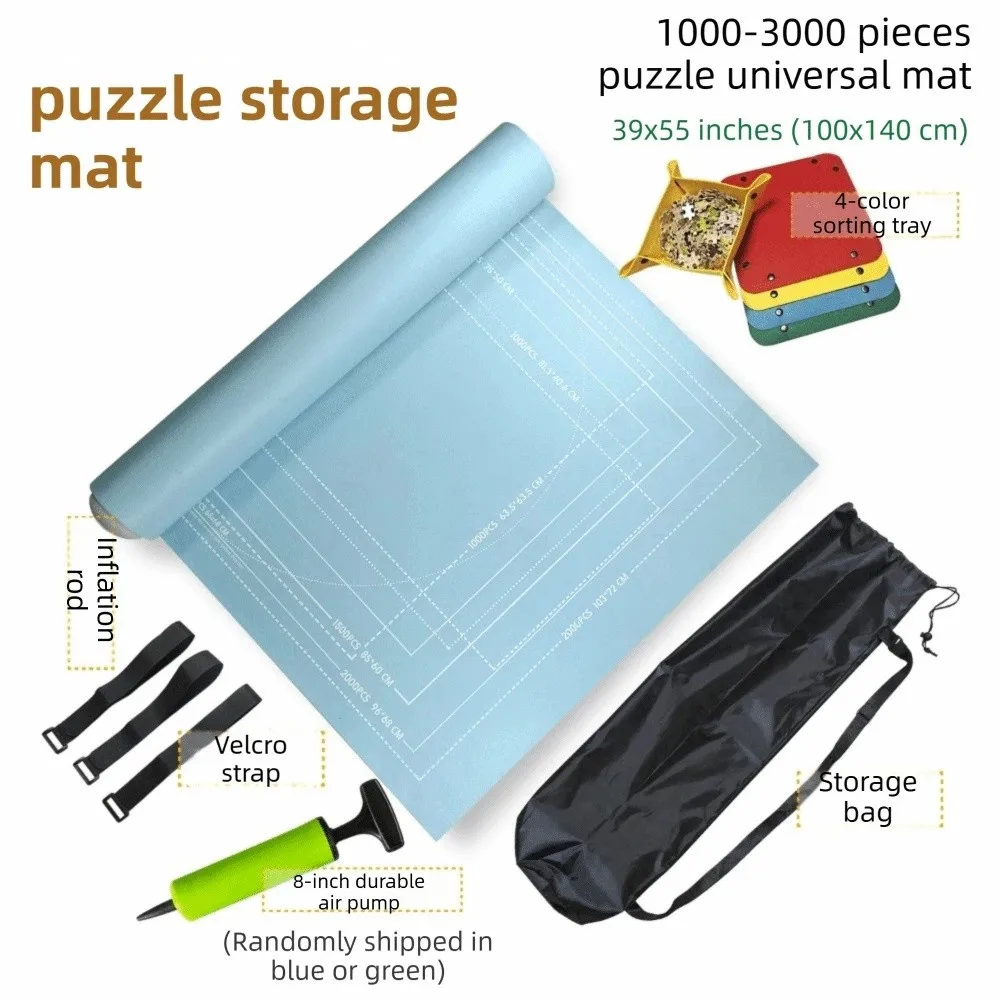 

Roll Up Jigsaw Puzzle Storage Mat Set Non-Slip 1500/2000/3000 Pieces Puzzles Keeper with Inflatable stick Polyester