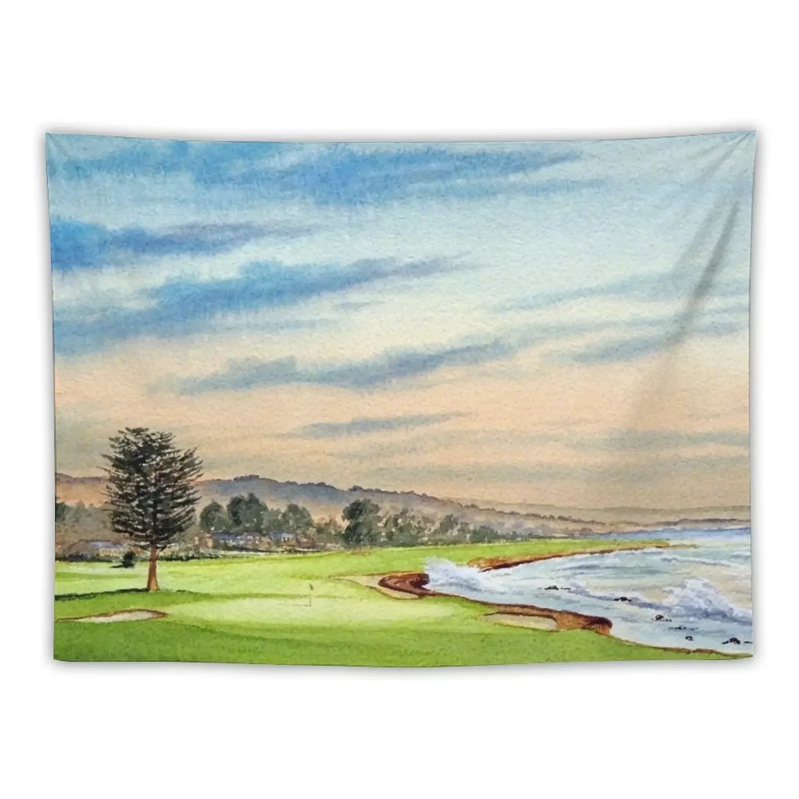 Pebble Beach Golf Course 18Th Hole Tapestry Wallpaper Bedroom Room Aesthetic Decor Cute Room Decor Tapestry