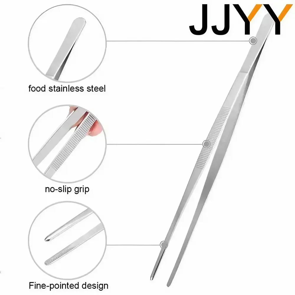 Food Clip  Grill Tweezers Precision Tweezers Pointy Tweezers Metal Tweezers Stainless Steel Food Clamps Cooking Tweezers