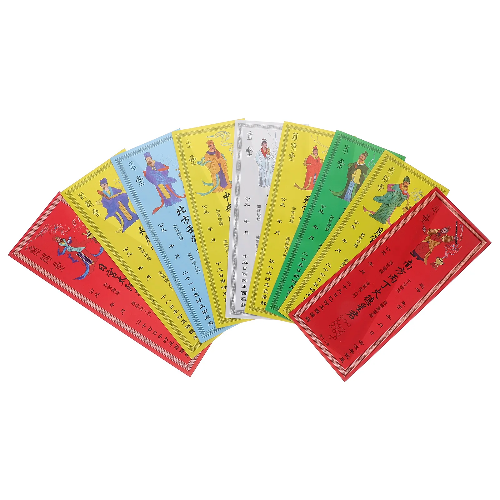 9-teiliges Fengshui-Plaketten-Set aus Papier, Amulett-Karten-Set, chinesischer verheißungsvoller Glücksverstärker für Gesundheit, Reichtum, Schutz, Zuhause, Büro, Auto