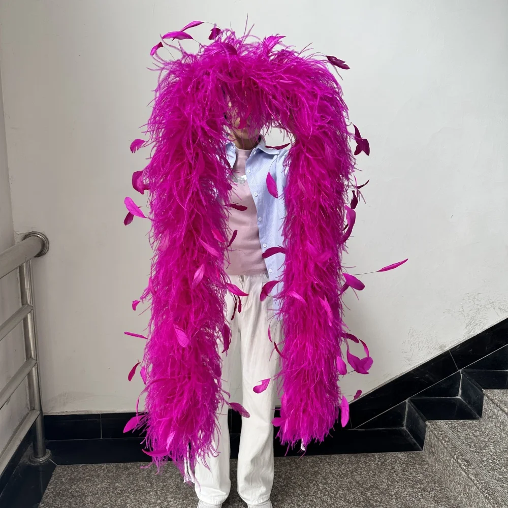 4 6 8 10 20 Ply Natural Ostrich Feather Boa Chicken Goose Feather Shawl 2 Meters Carnival Costume Party Wedding Dress Decoration
