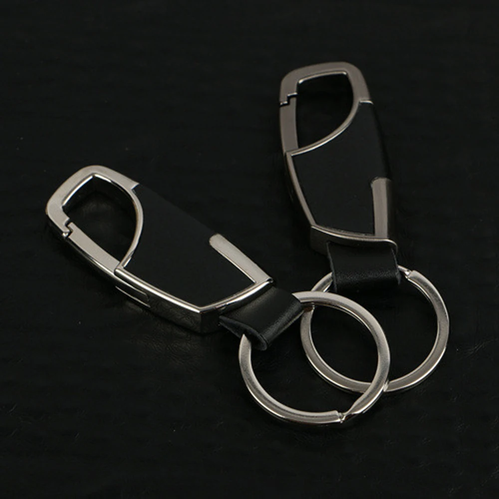 1Pc Universal Men Fashion Creative Car Metal Leather Keyring Charms Keychain Pendant Key Rings Stylish Car Interior Accessories