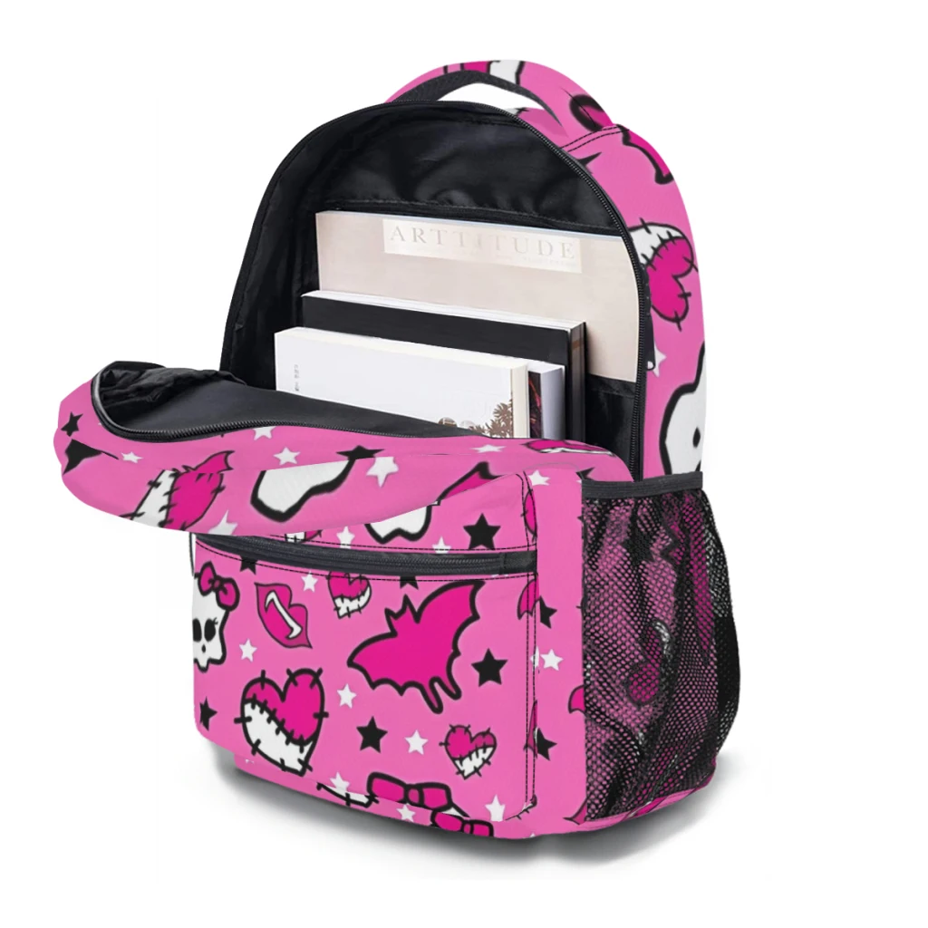 Monster High Pretty Pink Pattern New Female Fashion boys High Capacity Waterproof College Backpack  17inch ﻿