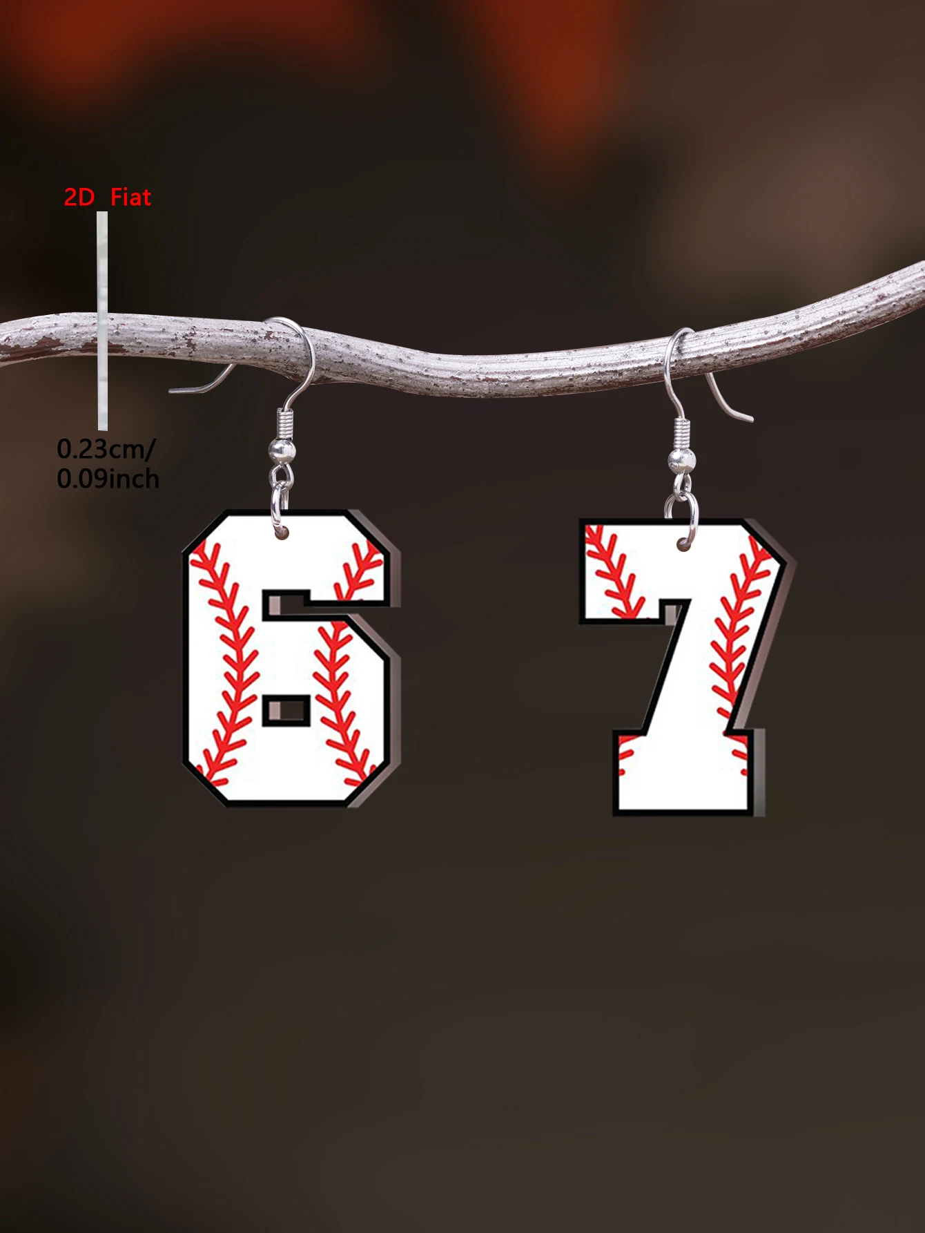 1 Pair of 2D Flat-1Pair67S Digital Pattern Acrylic Pendant Earrings, Classic and Simple Style Jewelry Earrings for Women Suitable for Daily Wear and Vacation Wear