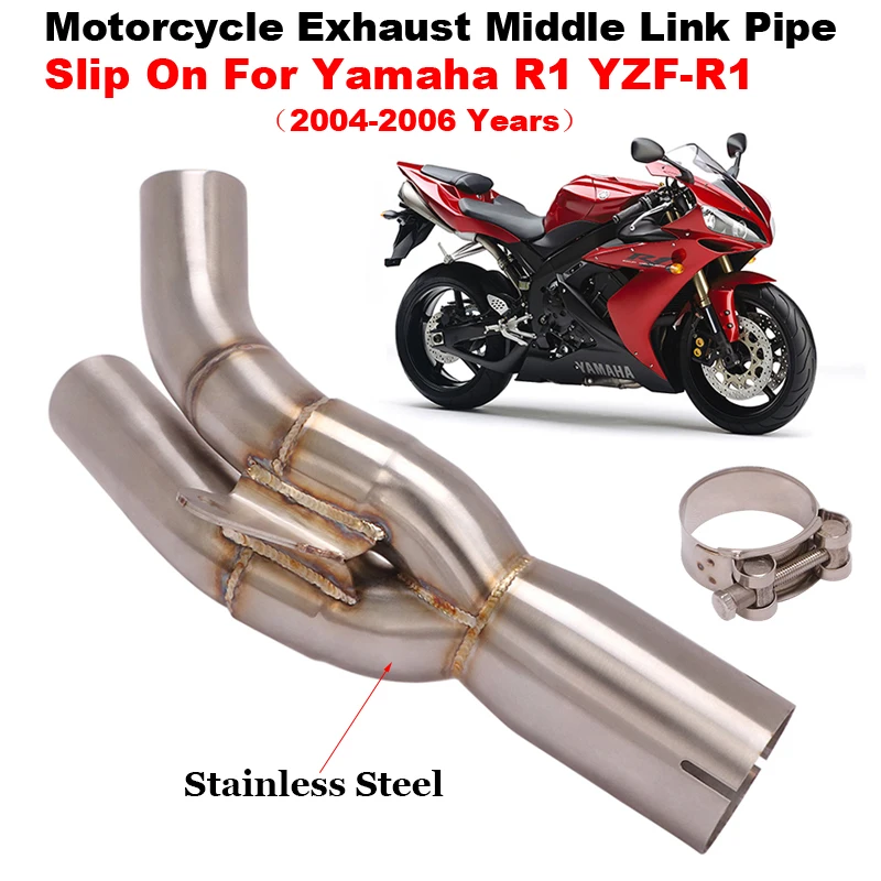 

Motorcycle Exhaust System Escape Middle Link Pipe Connecting Original Muffler Tube Slip On For Yamaha R1 YZF-R1 2004 2005 2006