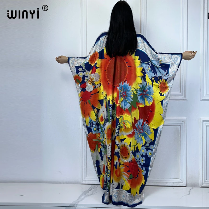WINYI-Cardigan Kimono Imprimé Bohème pour Femme, Tenues de Plage Maxi Élégantes et Sexy, Robes Caftan, Cover-up Valide en, Vêtements Africains, Manteau
