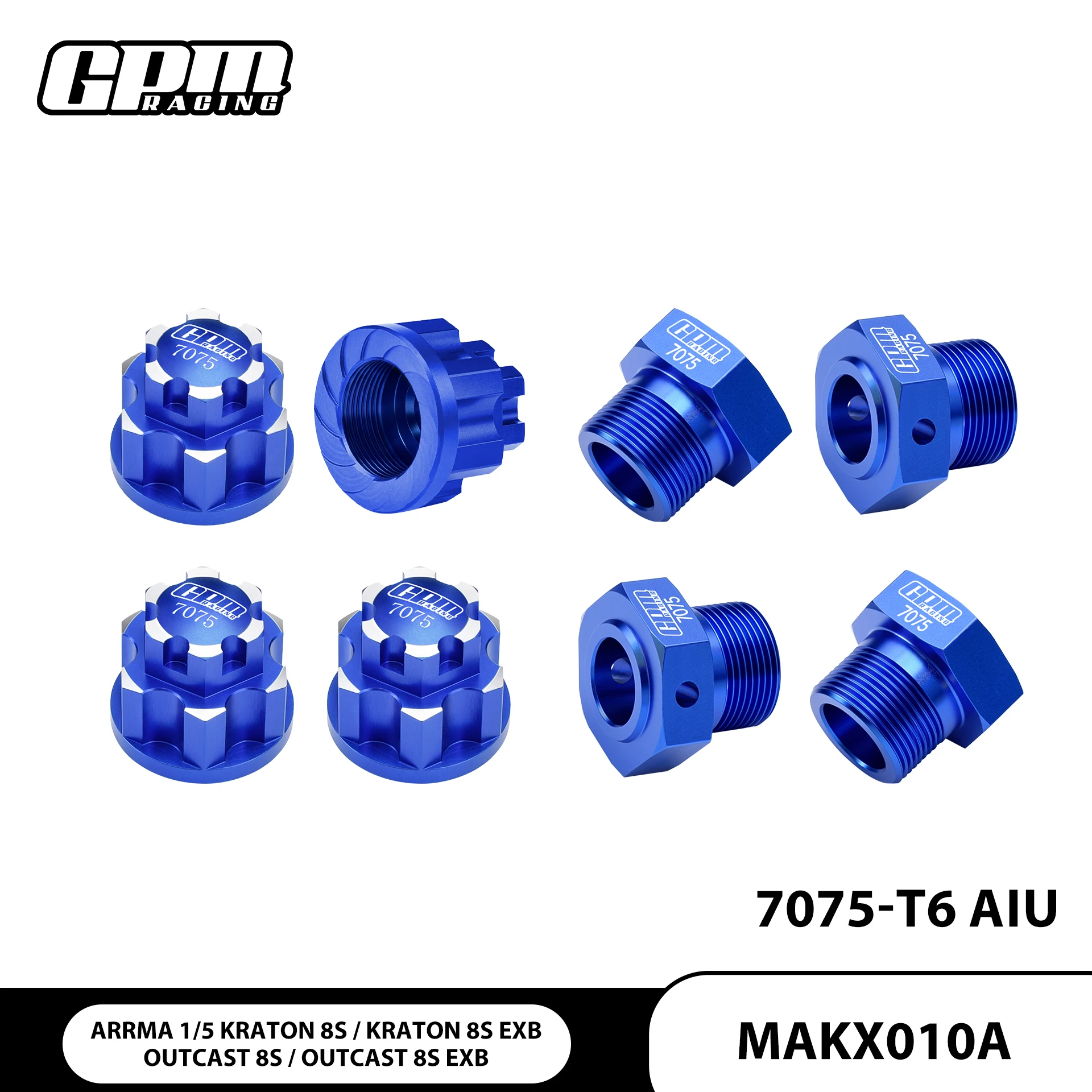 GPM Alloy 7075 wielvergrendeling + wielmoer voor ARRMA 1/5 Kraton Outcast 8S EXB RTR-ARA5810V2