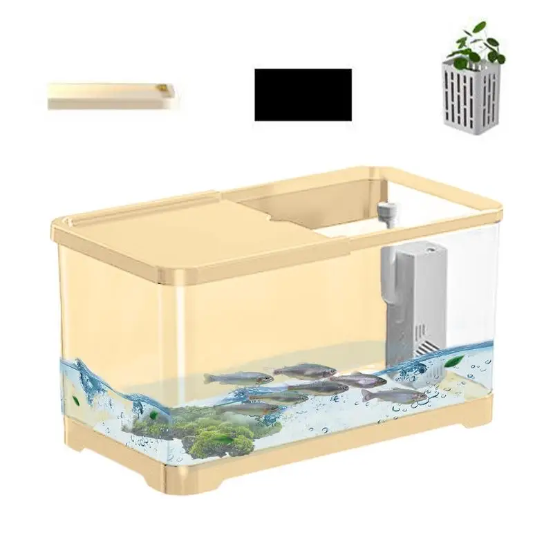 Small Aquarium Fish Tank Kit Creative Fish Aquarium With wall-mounted hydroponic planting basket desktop Ornament home decor