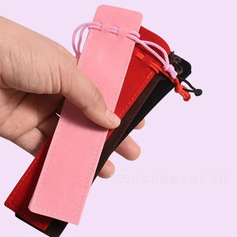 

30Pcs/lot Velvet Single Pencil Bag Pen Pouch Holder Pen Case With Rope For Rollerball /Fountain/Ballpoint Pen