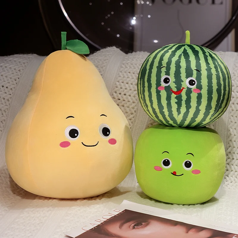 Jouets en peluche 3D fruits pastèque pomme, nouvelle poupée en peluche avocat fraise dessin animé Orange poire pendentif fruits décor cadeaux