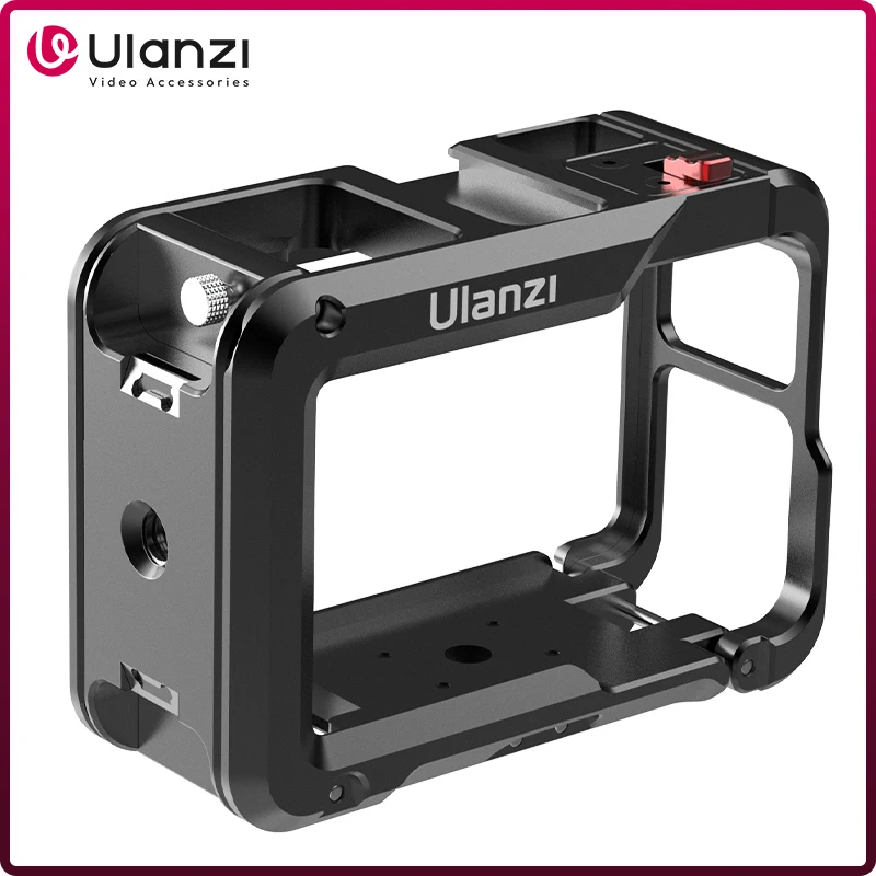 Ulanzi DJI OSMO ACTION 4 3 Metal Cage Full Protective Frame Case Quick Release with Cold Shoe 1/4'' Hole GoPro Foldable Mount