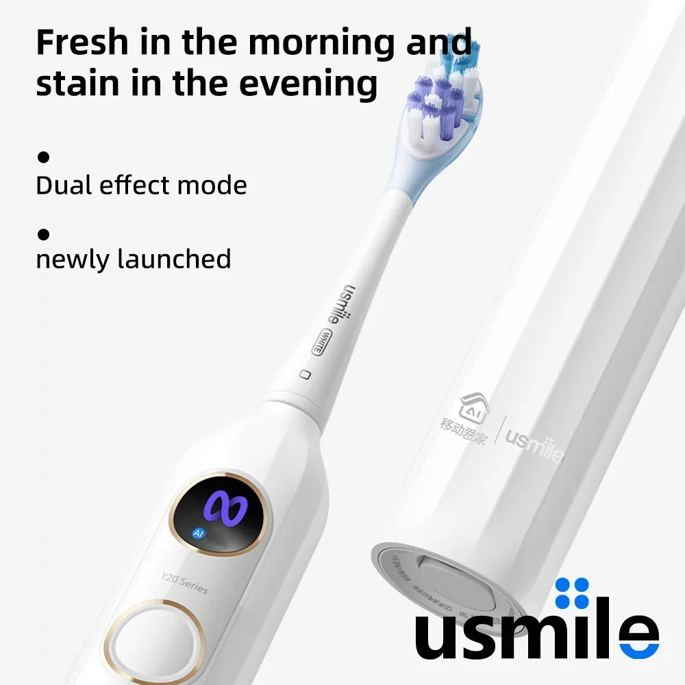 Usmile Y20 Smart Electric Toothbrush AI Display Screen Multiple Cleaning Modes IPX8 Waterproof with Replaceable Heads for Adult