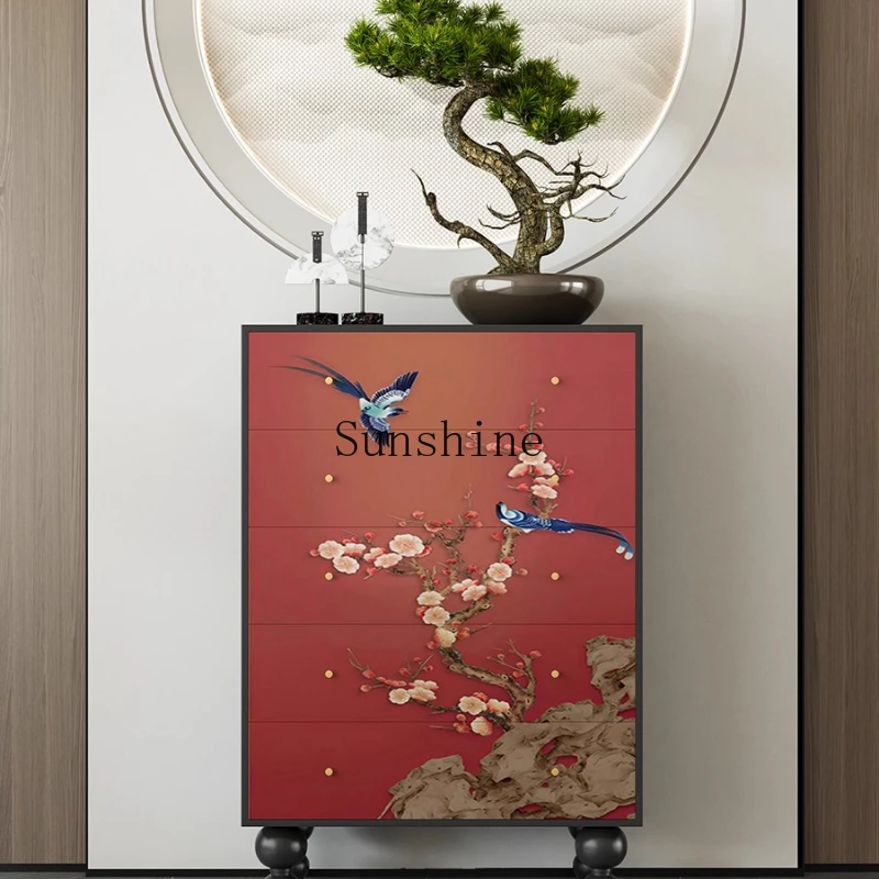 

New Chinese-style bedroom chest of drawers storage home living room entrance solid wood decoration