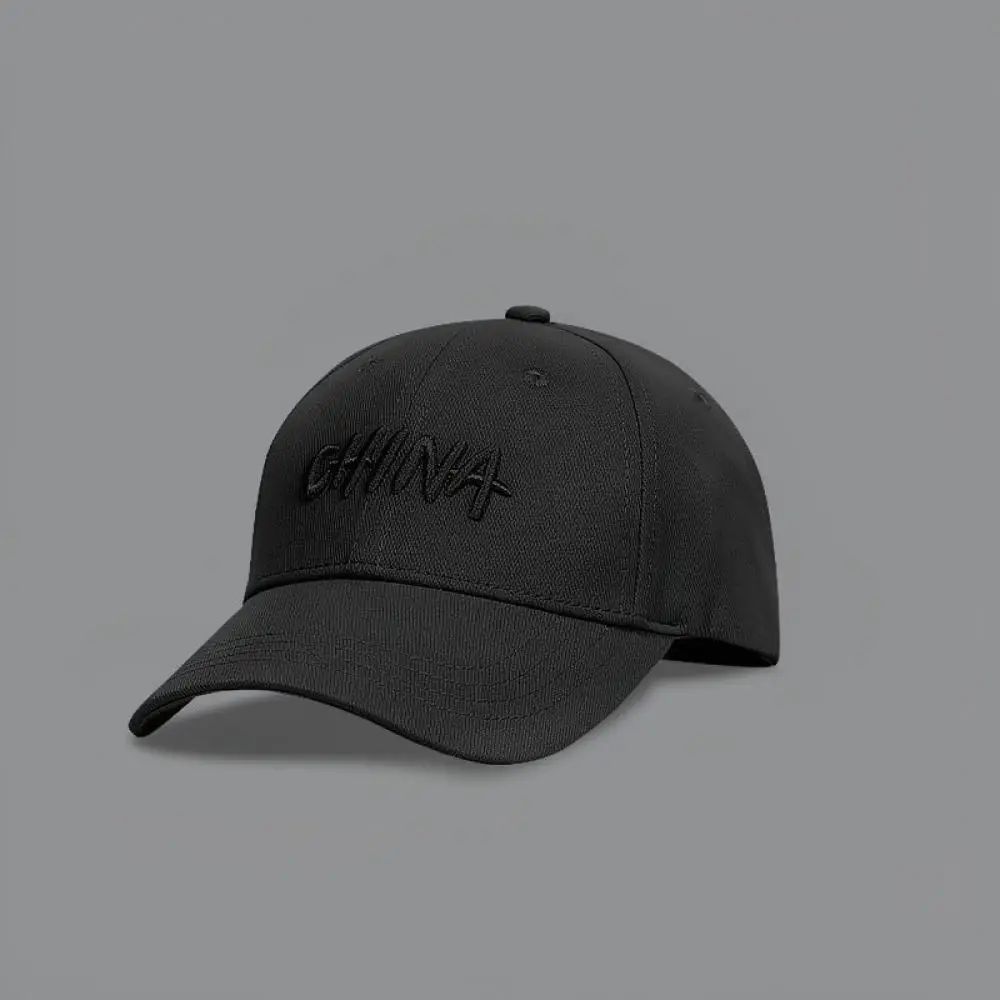 Minimalist Chinese Embroidery Baseball Cap Mens Cotton Hat Hard Crown Design Adjustable Large Fit Outdoor Sun Protection