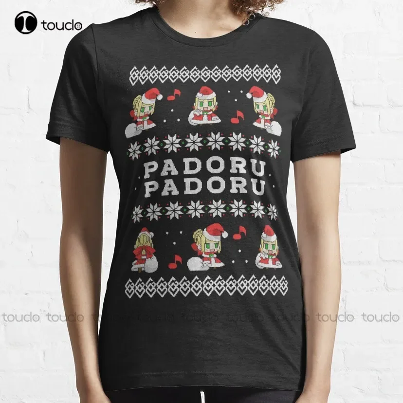 Padoru Padoru Saber Fate Ugly Christmas Sweater Classic T-Shirt Bowling Shirts For Men Custom Aldult Teen Unisex Xs-5Xl Cotton
