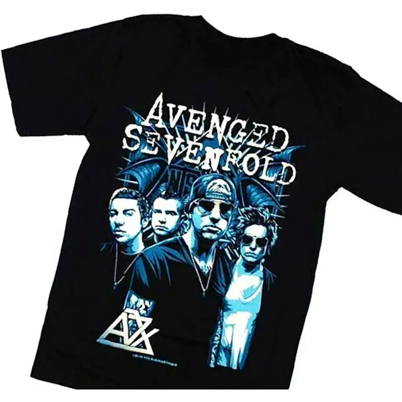 Avenged Sevenfold Band Members Portrait Blue Graphic T-Shirt Cotton Men Women Streetwear Tee