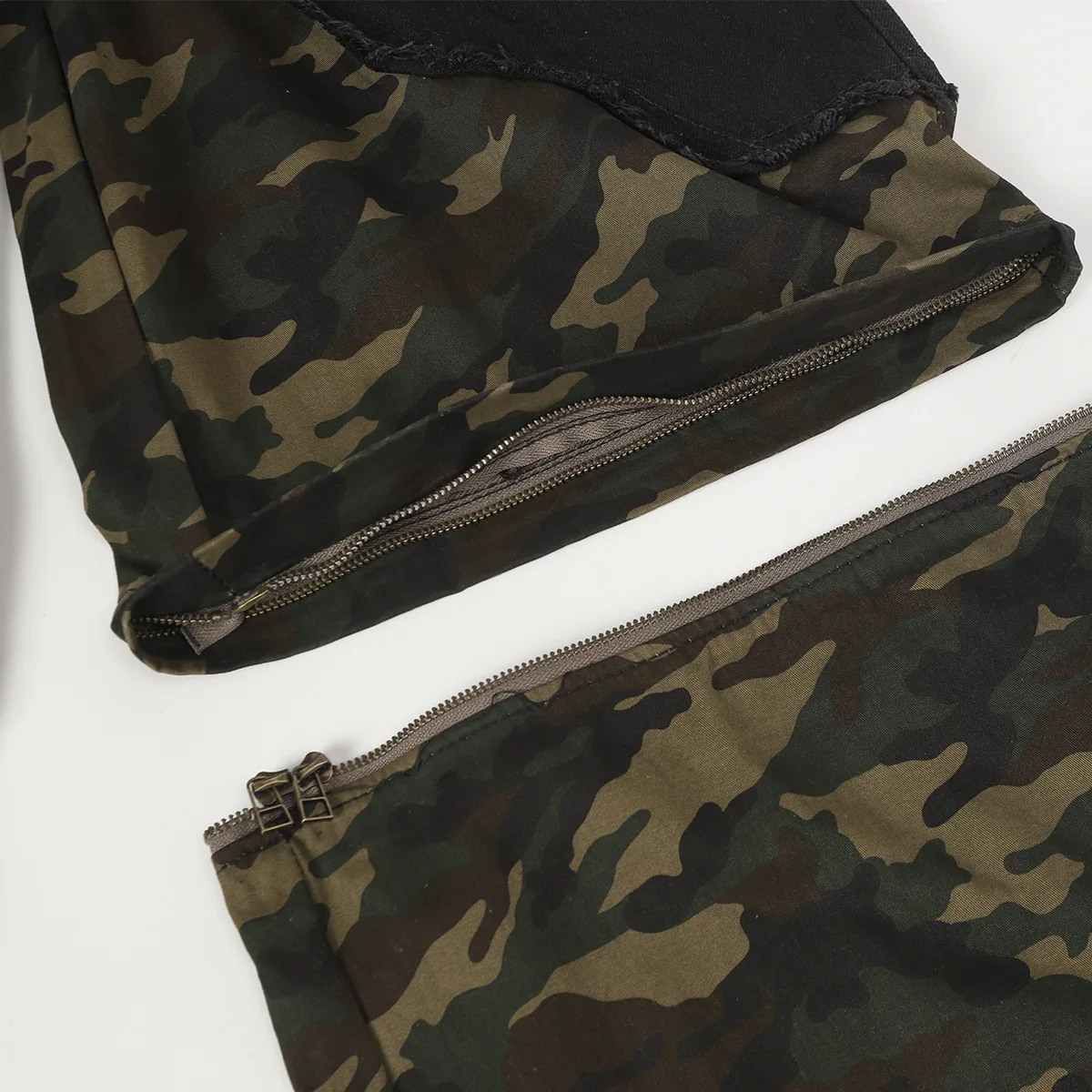 MWJLPWQ Pantalones vaqueros empalmados con borde rugoso para hombre, ropa de dos piezas falsa pesada de calle americana de otoño, pantalones largos holgados de pierna ancha 21212