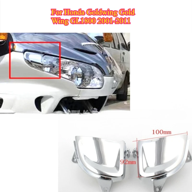 

ABS Chrome Front Headlight Covers Grille Trims Decorations Motorcycle For Honda Goldwing Gold Wing GL1800 2001-2011