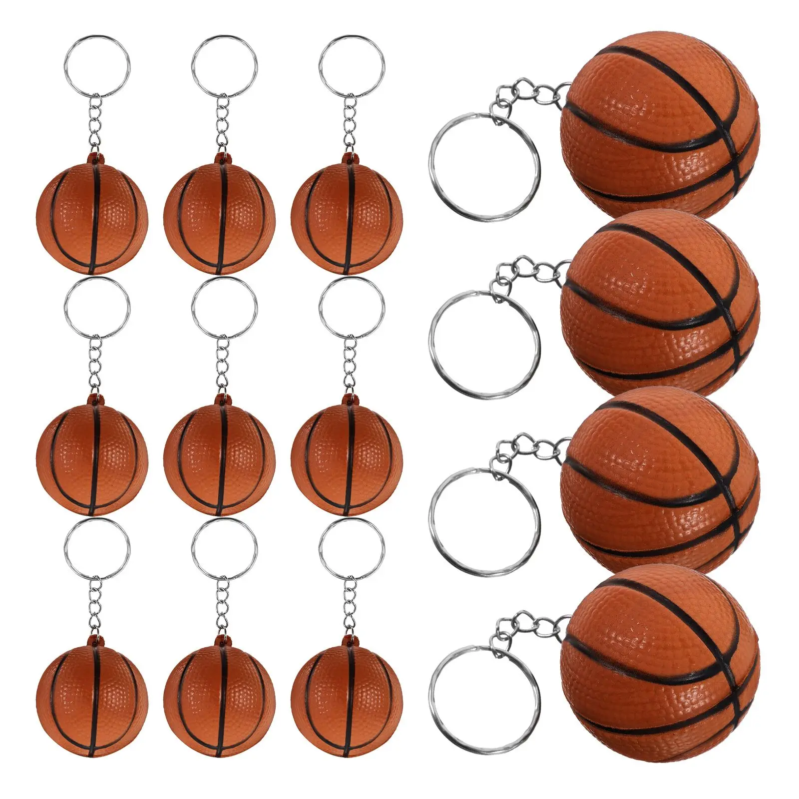 

12 Pcs Basketball Keychain Mini PU Ornament for Bag Backpack Charms Key Holder Gifts Sports Accessories Box