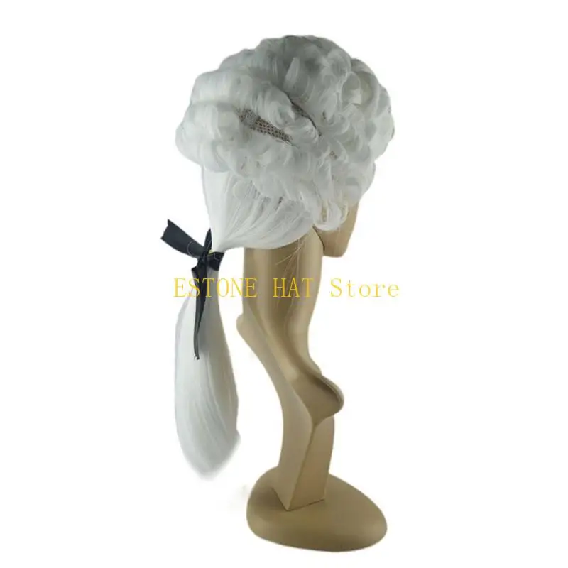 49mf juge blanc juge avocate Percure en poudre Halloween Cosplay Wigs Juge Cost Costume For Women Men Men Gentleman