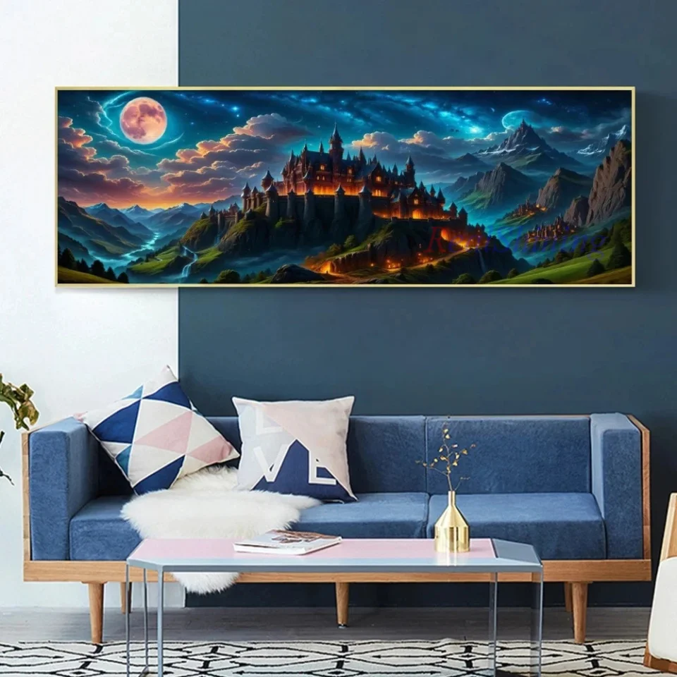 Fantasy Moonlit Castle Diamond Painting Magic Castle In The Moonlight Landscape Diamond Mosaic Embroidery For Livng Room Decor