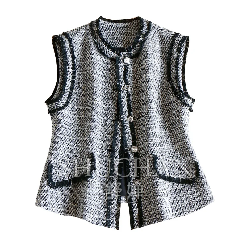 80% Wool 10% Cashmere Tweed Vest Jacket Women Thick Warm Casaco Feminino De Inverno Super Quente