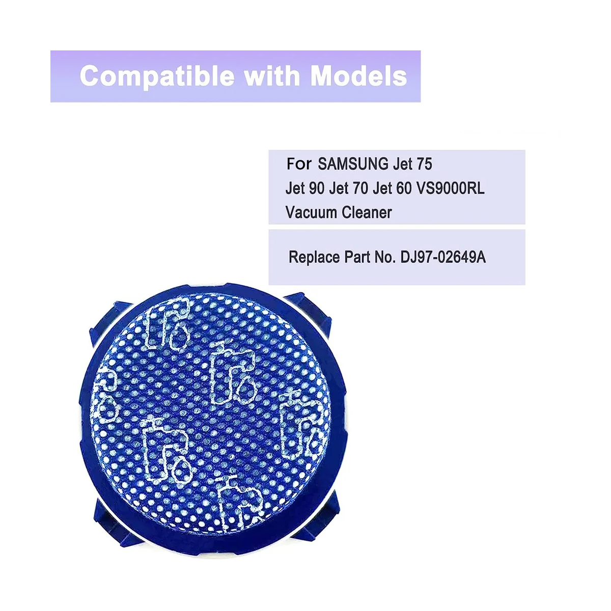 Filtros De Substituição De Aspirador De Pó, Filtros para SAMSUNG Jet 75 Jet 90 Jet 70 Jet 75 Plus Jet 60, Substituir Parte No. DJ97-02649A