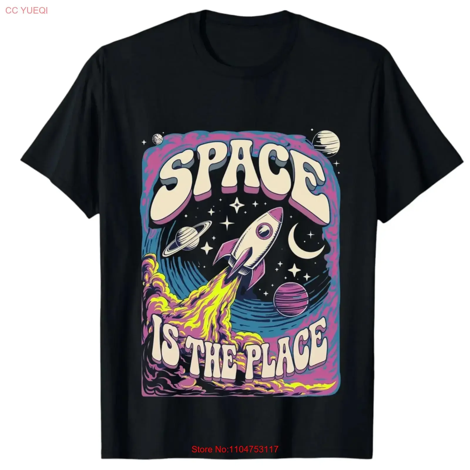 Camiseta vintage lavada con estampado gráfico versátil de Space in the Place: Vibra Cósmica y Energía de Otro Mundo para uso diario