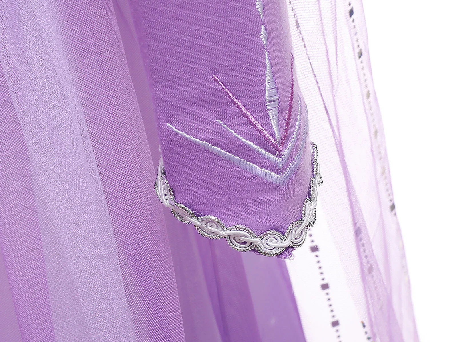 Mädchen Schneekönigin Lila Kleid Pailletten Langarm Farbverlauf Tüll Schleppkleid Kinder Elsa Kostüm für Geburtstag Halloween – Detail 13