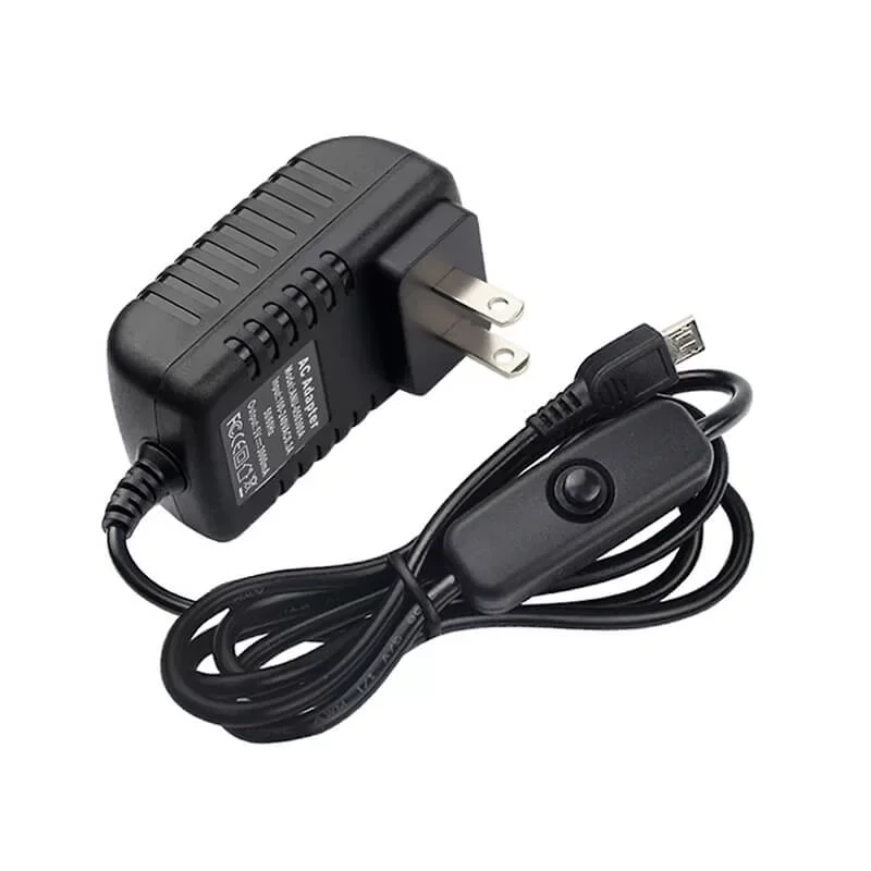 1Pcs Power Adapter For Raspberry Pi 3B 3B+ Micro USB Port with Switch Button Plug Type EU/ US/ UK/ AU AC Black  5V/ 3A DC