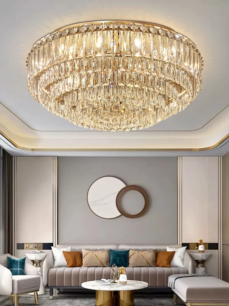 Get This Gold Mirror Stainless Steel Crystal Ceiling Chandeliers for Living Room Dining Room Decoration Lamparas De Techo