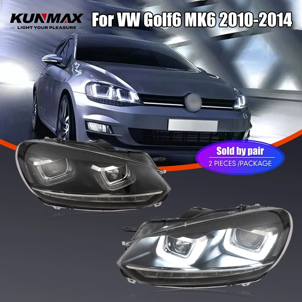 

Пара светодиодных автомобильных фар в сборе для VW Golf6 MK6 2010-2014, передняя фара DRL, указатель поворота, фары Plug and Play